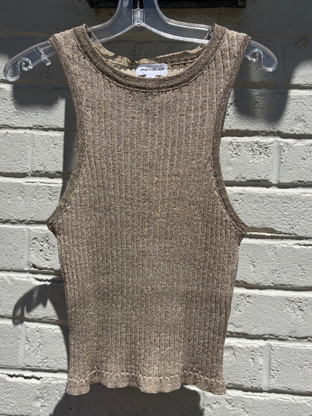 Superdown Sonya Rib Knit Sweater Tank Small Gold - Picture 9 of 13